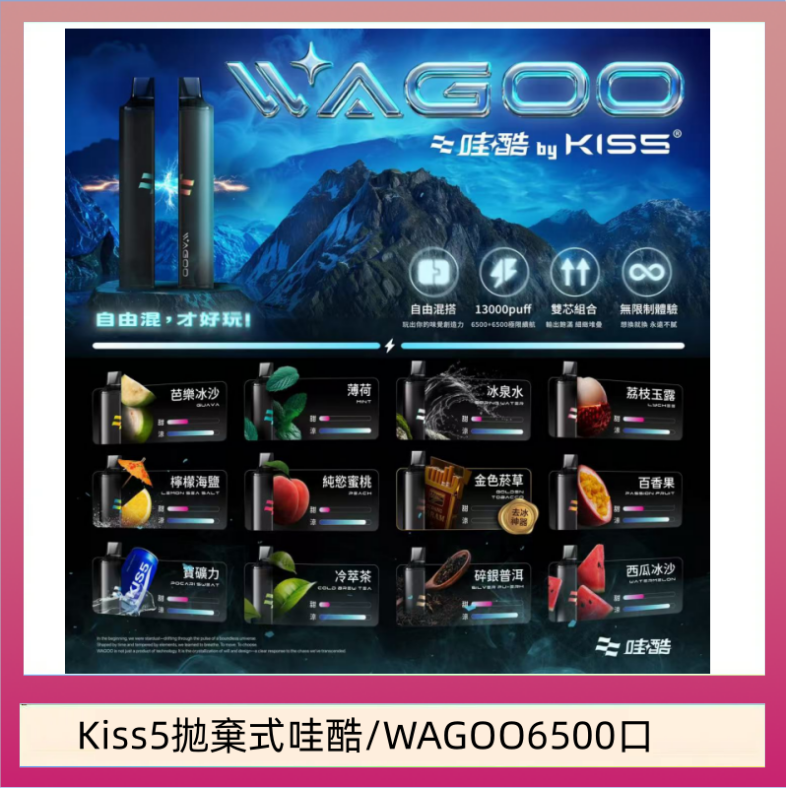 Kis5 6500 WAGOO哇酷Kiss5 6500口拋棄式 | 自由混搭雙口味 | 雙芯組合